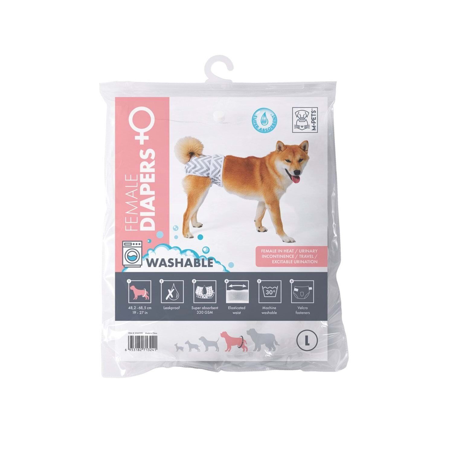 M-PETS DİŞİ KÖPEKLER İÇİN YIKANABİLİR KÜLOT (L)