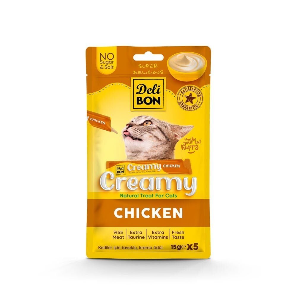 Delibon Creamy Kedi Ödül Maması 5 x 15 g - Tavuklu