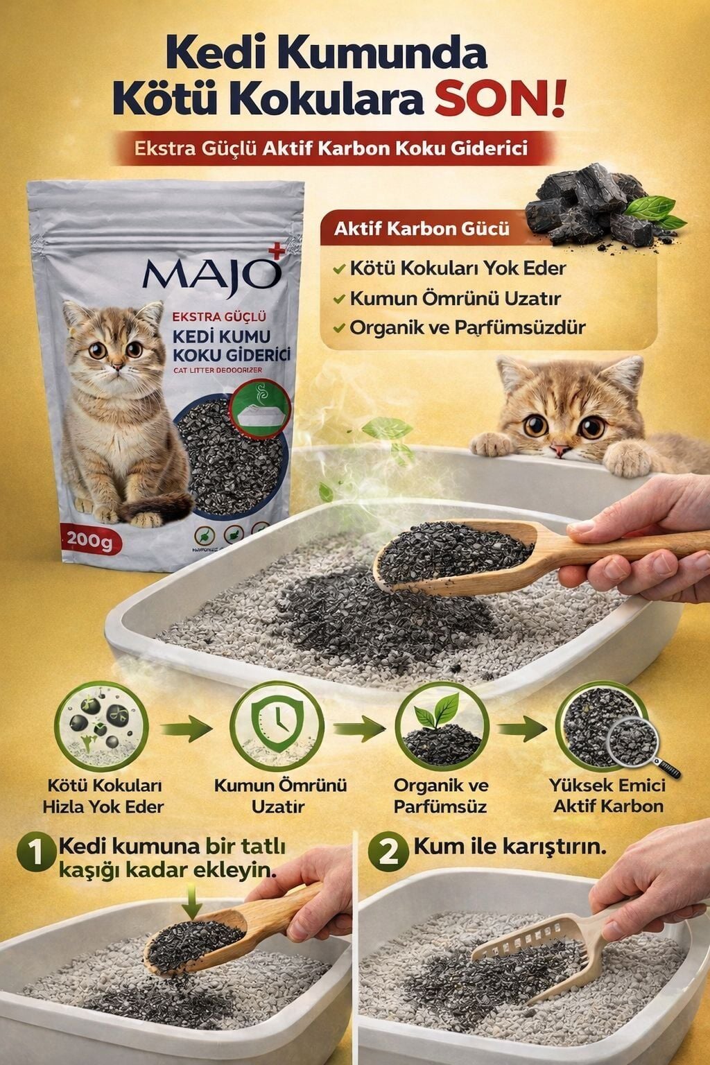 MAJO KOKU GİDERİCİ EKSTRA GÜÇLÜ KARBON 200 GR