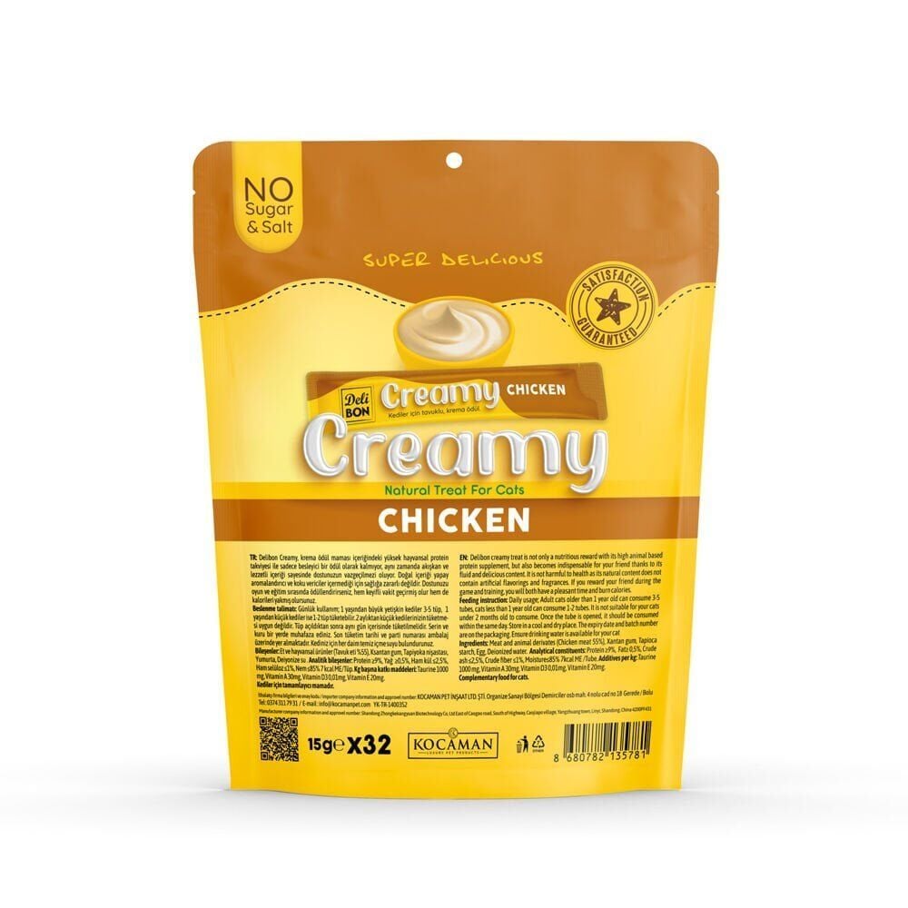 Delibon Creamy Kedi Ödül Maması 15 g x 32 Adet - Tavuklu