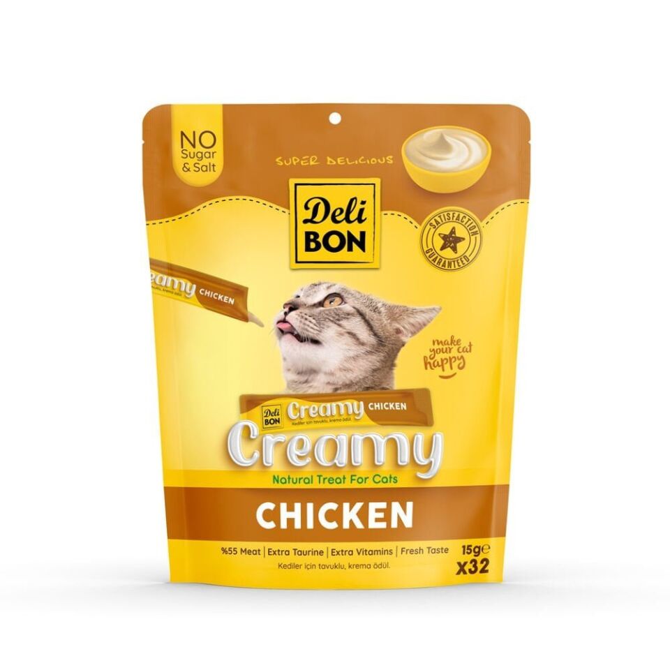 Delibon Creamy Kedi Ödül Maması 15 g x 32 Adet - Tavuklu