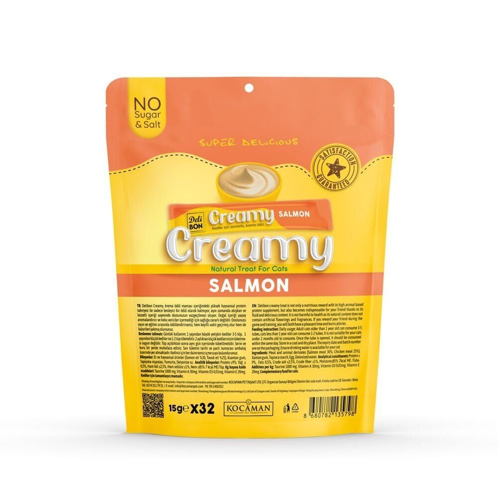 Delibon Creamy Kedi Ödül Maması 15 g x 32 Adet - Somonlu