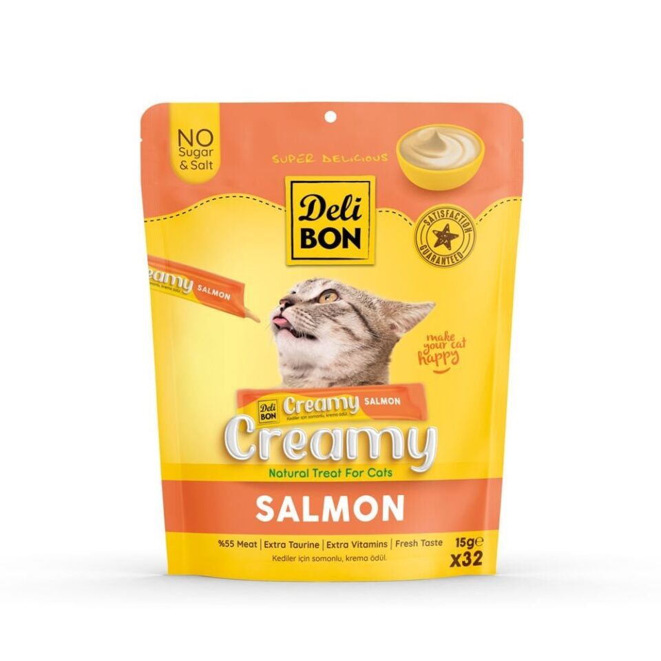 Delibon Creamy Kedi Ödül Maması 15 g x 32 Adet - Somonlu