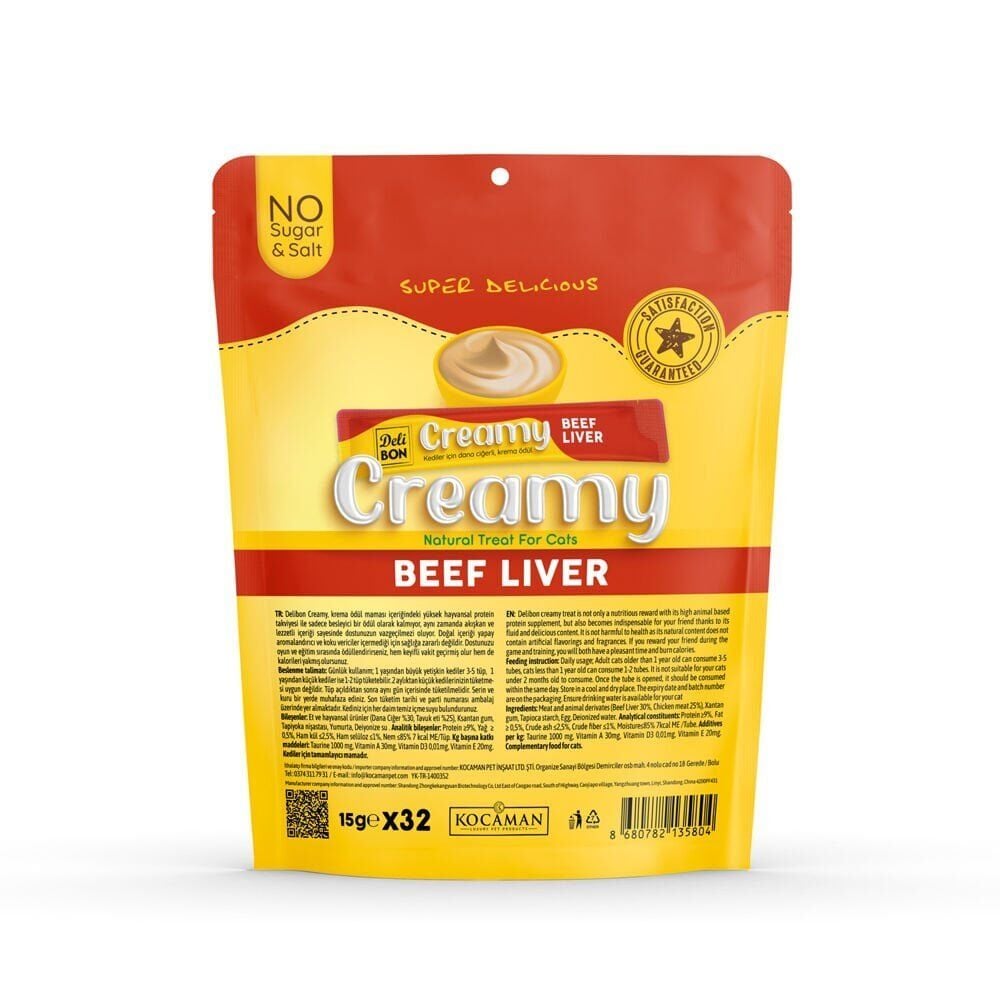 Delibon Creamy Kedi Ödül Maması 15 g x 32 Adet - Dana Ciğerli