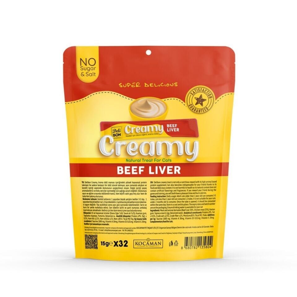 Delibon Creamy Kedi Ödül Maması 15 g x 32 Adet - Dana Ciğerli