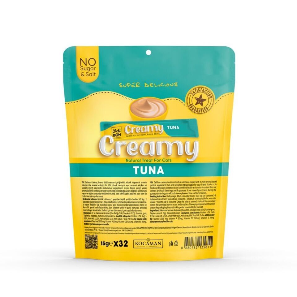 Delibon Creamy Kedi Ödül Maması 15g x 32 Adet - Ton Balıklı