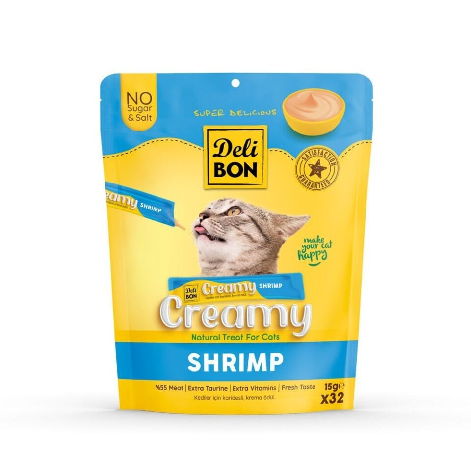 Delibon Creamy Kedi Ödül Maması 15g 32 Adet - Karidesli