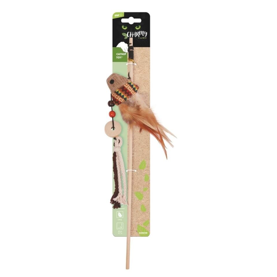 M-PETS CHARMY SARDINE CATNİPLİ KEDİ OYUNCAĞI OLTA BROWN