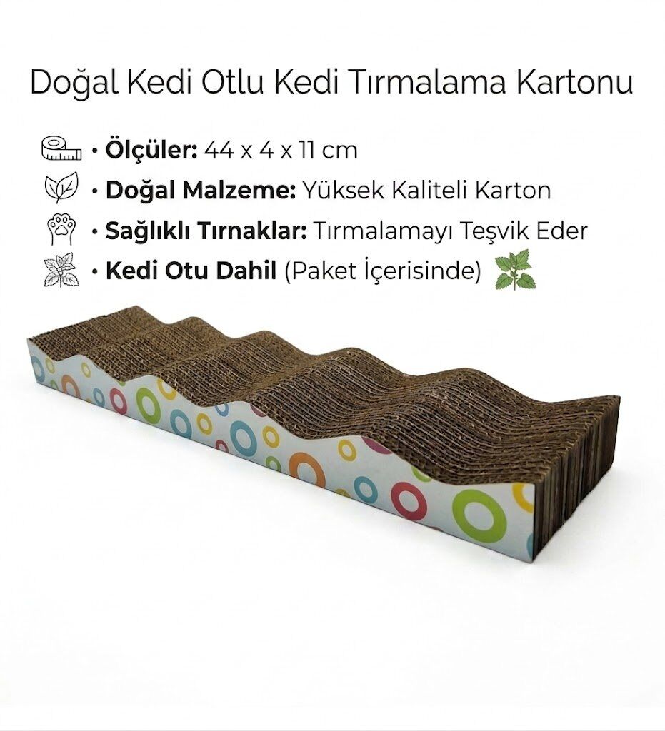 Wavy Karton Kedi Tırmalama Kedi Desenli