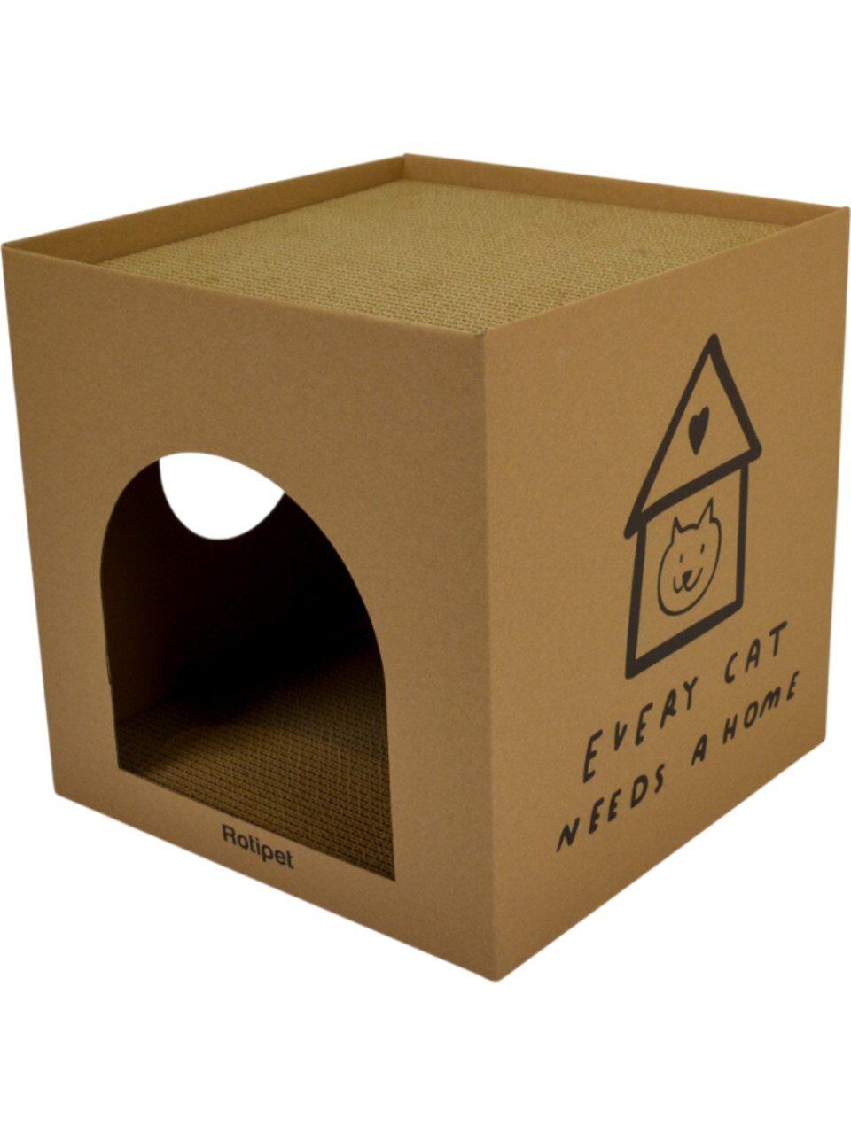 Box 1 Cube Karton Kedi Tırmalama Doğal