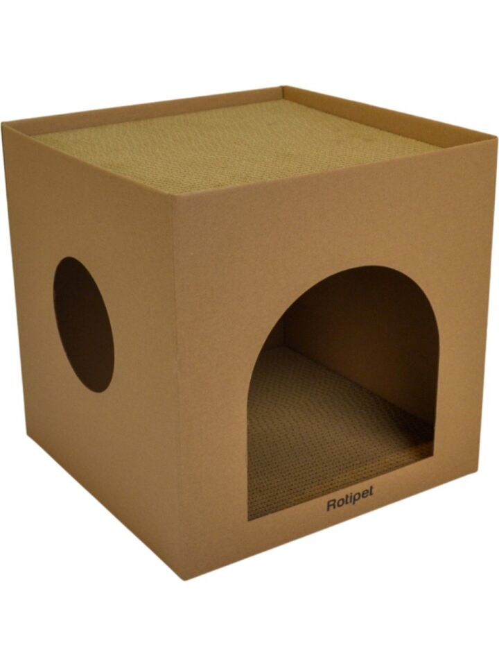 Box 1 Cube Karton Kedi Tırmalama Doğal