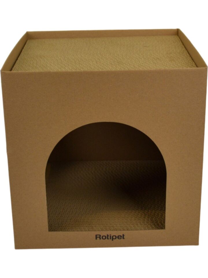 Box 1 Cube Karton Kedi Tırmalama Doğal