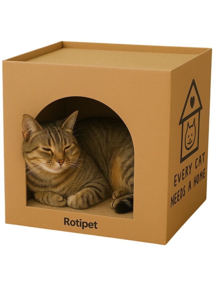 Box 1 Cube Karton Kedi Tırmalama Doğal