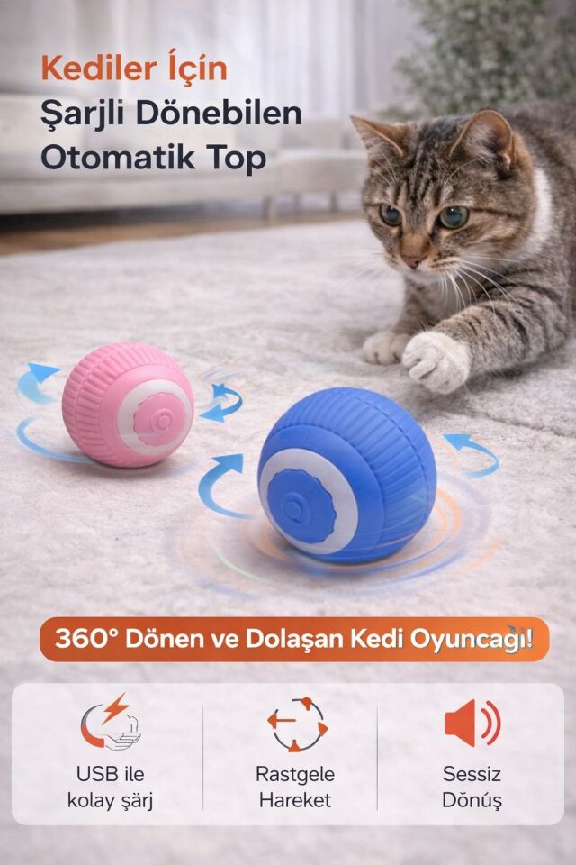 Kedi Oyuncagı İnteraktif Hareketli Top