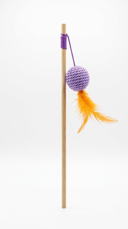 MAJO KEDİ OYUNCAĞI HASIR TOPLU TÜYLÜ KEDİ OLTASI 33 CM