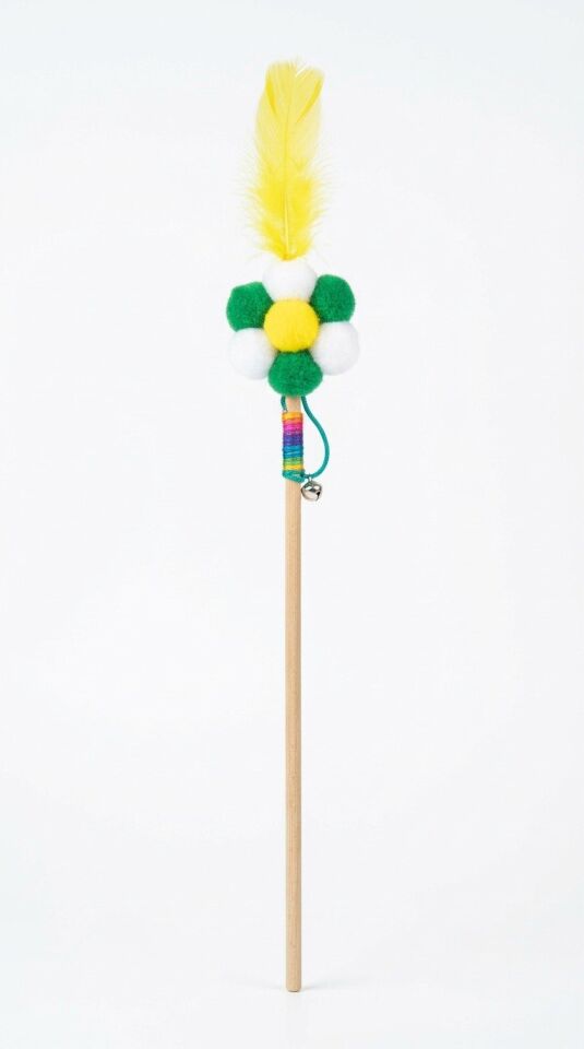 MAJO KEDİ OYUNCAĞI 7 PONPONLU ÇİÇEKLİ TÜYLÜ KEDİ OLTASI 33CM