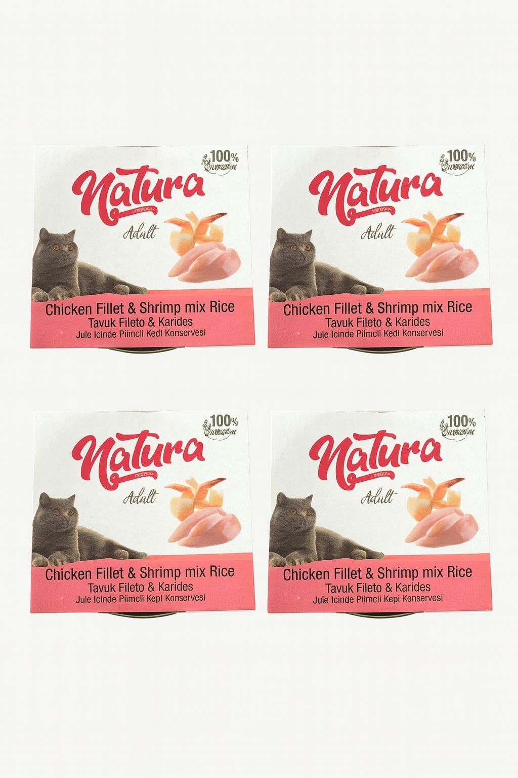 NATURA CHICKEN FILLET & CRAP MIX RICE BROTH CANNED CAT FOOD 70 GR x 4