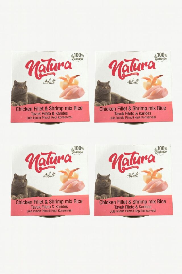 NATURA CHICKEN FILLET & CRAP MIX RICE BROTH CANNED CAT FOOD 70 GR x 4
