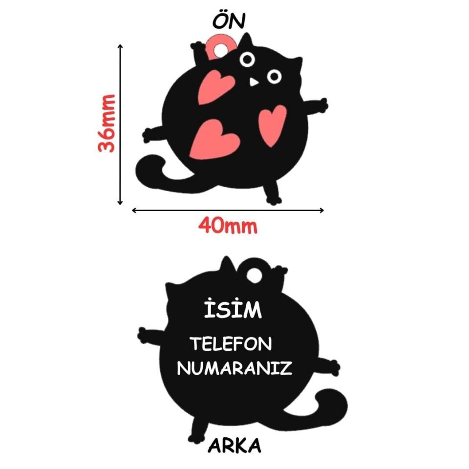 MAJO İSİMLİK ŞİŞMAN KEDİ 36MMX40MM