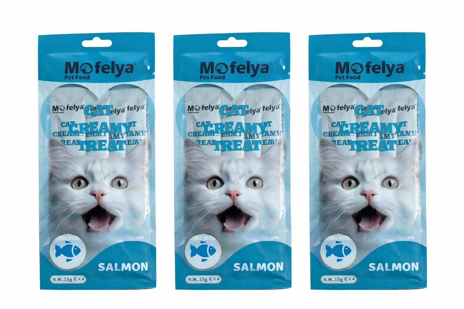 MOFELYA SOMONLU KREM KEDİ ÖDÜL MAMASI 15 GR*4 3' LÜ