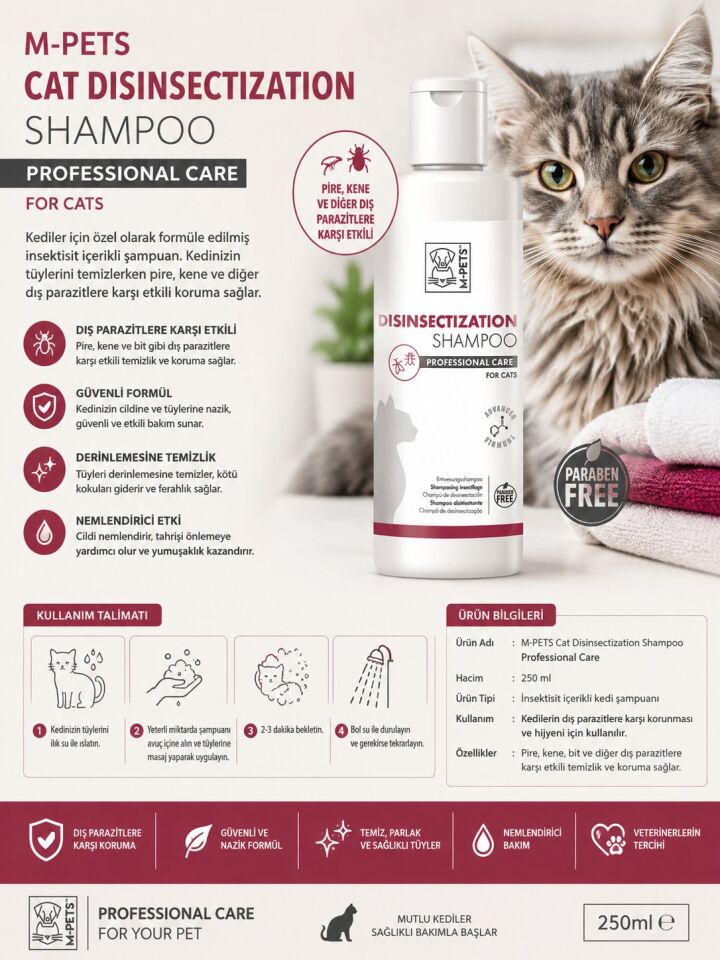 M-PETS CAT DISINSECTIZATION SHAMPOO 250ML PROFESSIONAL CARE