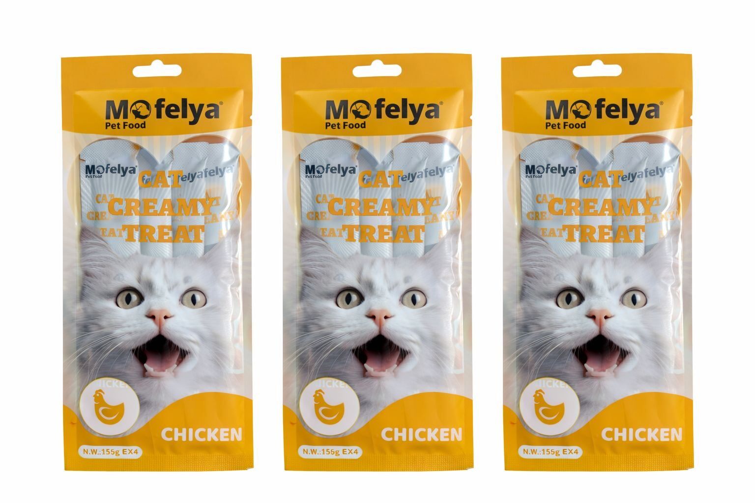 MOFELYA TAVUKLU KREM KEDİ ÖDÜL MAMASI 15 GR*4 3' LÜ