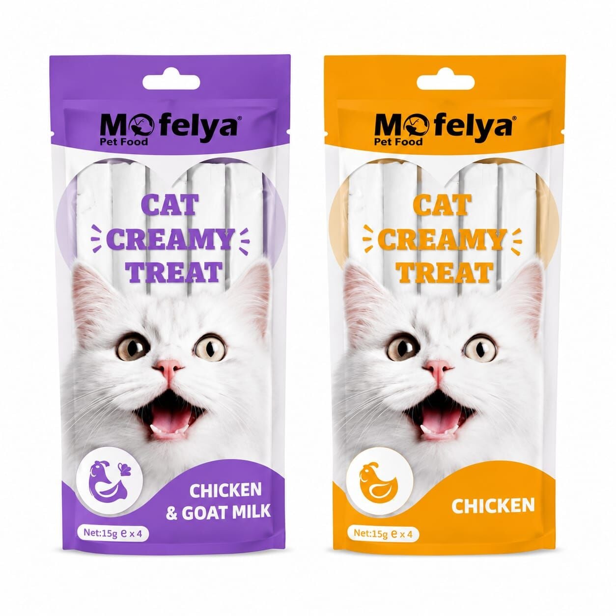 MOFELYA KREM KEDİ ÖDÜL MAMASI TAVUK ÇEŞİTLERİ 15 GR*4 2 Lİ