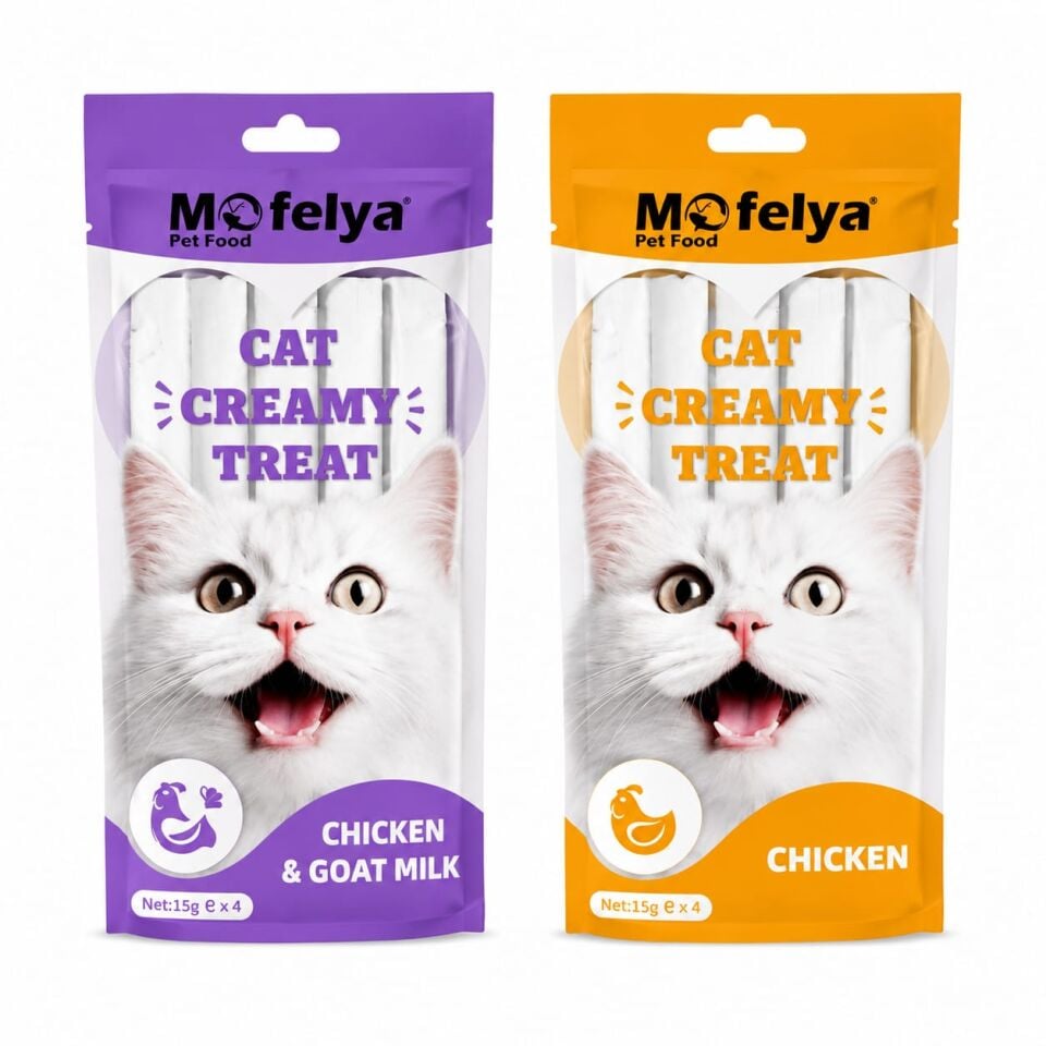 MOFELYA KREM KEDİ ÖDÜL MAMASI TAVUK ÇEŞİTLERİ 15 GR*4 2 Lİ