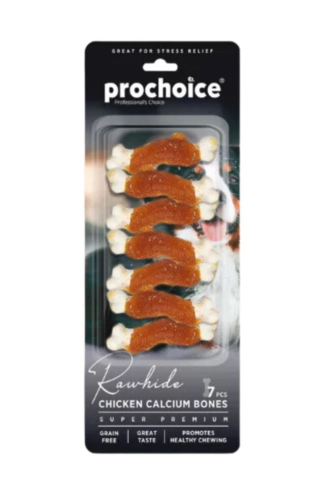 PROCHOICE RAWHIDE CHICKEN CALCIUM BONES 7PCS