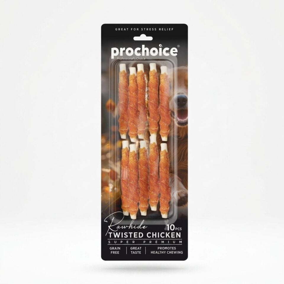 PROCHOICE RAWHIDE TWISTED CHICKEN 10PCS