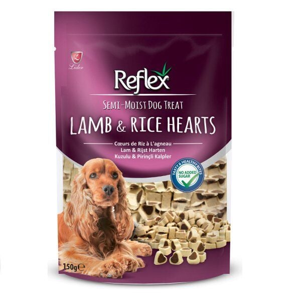 REFLEX SEMİ-MOİST KUZULU PİRİNÇLİ KALPLİ KÖPEK ÖDÜL 150 GR