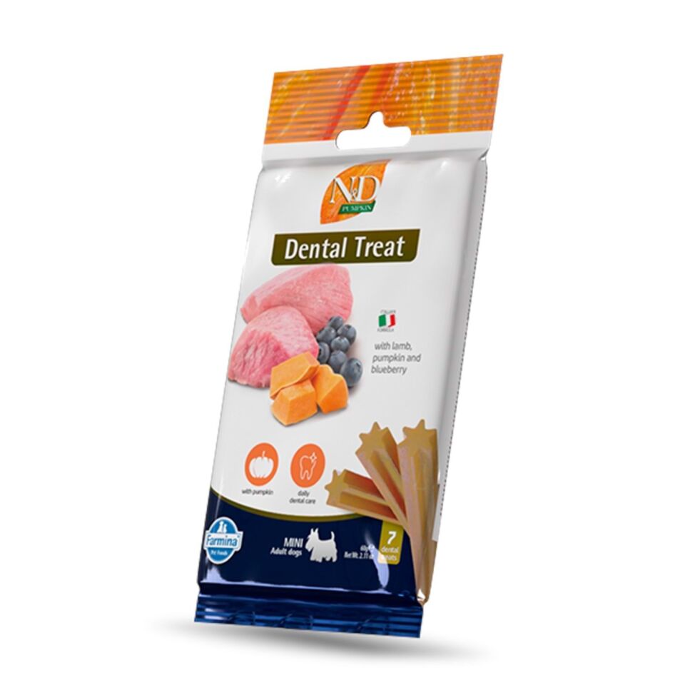 N&D TREAT ND PUMPKIN DOG LAMB BLUEB ADULT MINI 60 GR
