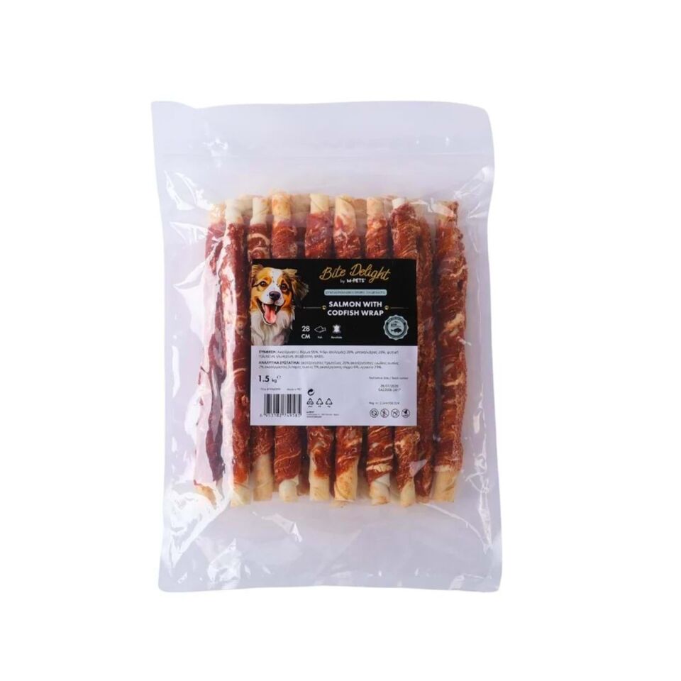 M-PETS BITE DELIGHT SALMON WİTH CODFİSH WRAP 28CM KÖPEK ÖDÜLÜ 2KG