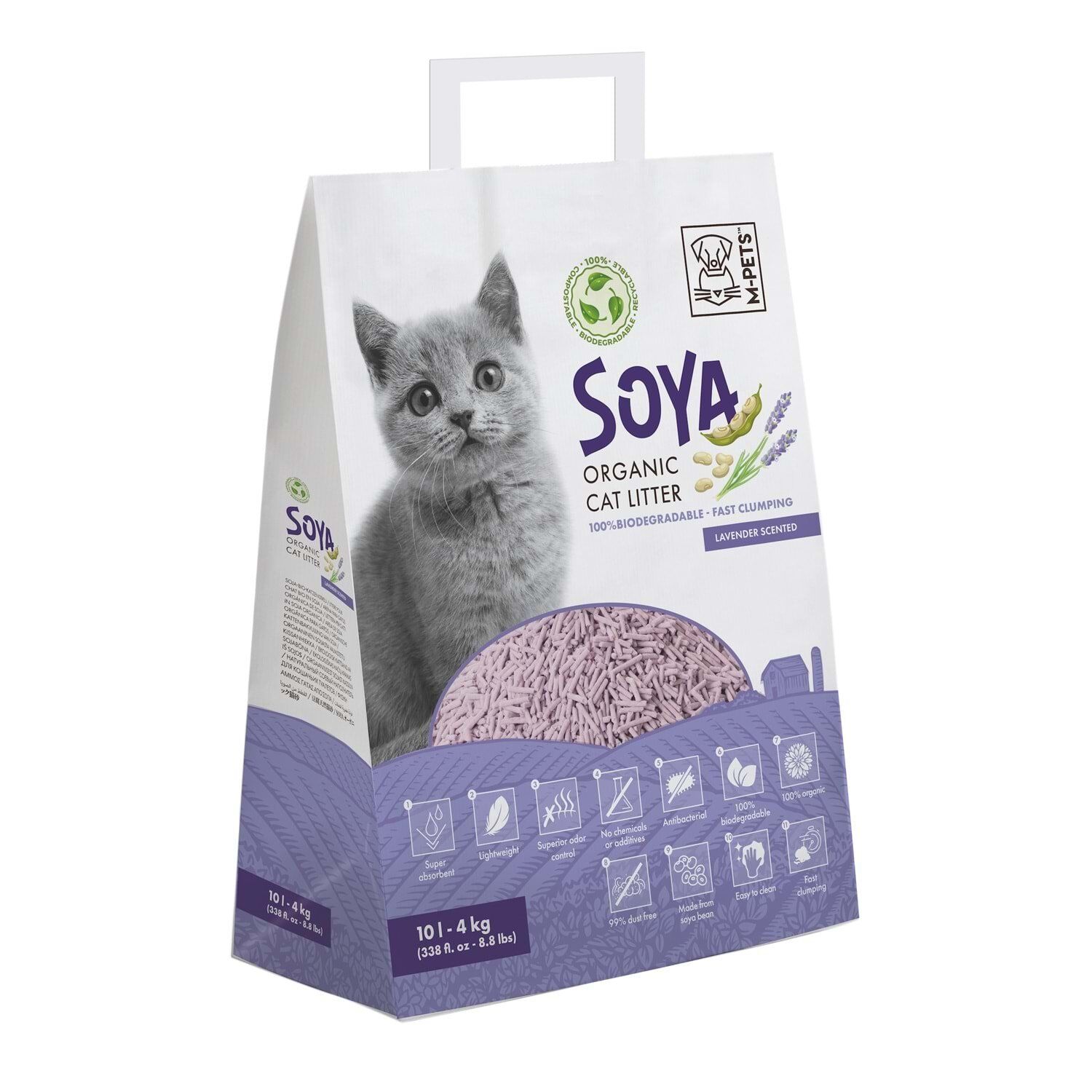 M-PETS SOYA ORGANİK LAVANTALI KEDİ KUMU 10L