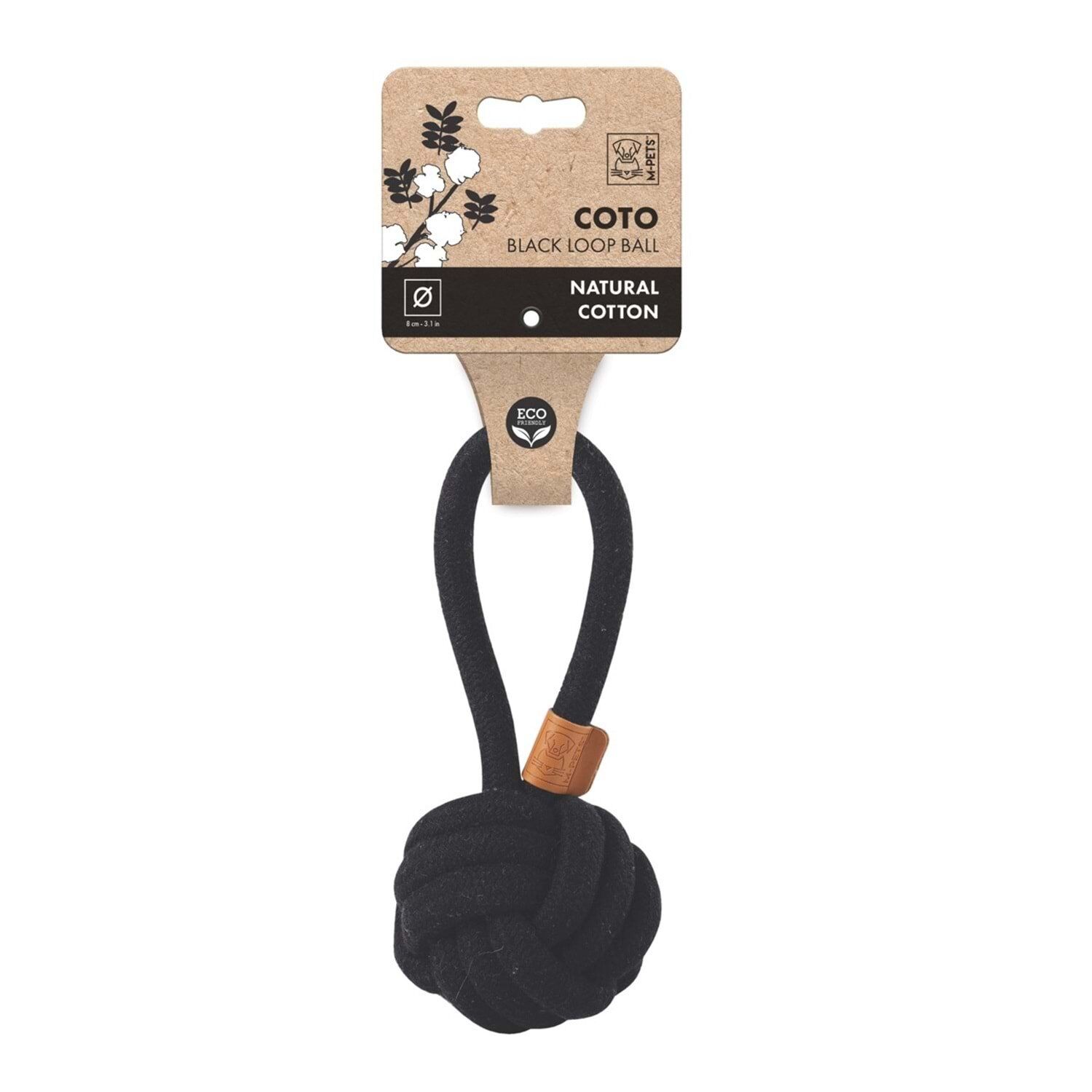 M-PETS COTO BLACK LOOP BALL 8CM ÇEKMELİ ÖRGÜ TOP OYUNCAK