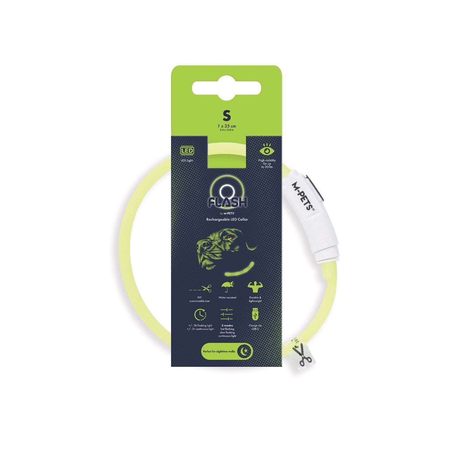 M-PETS FLASH LED BOYUN TASMA GREEN (S)