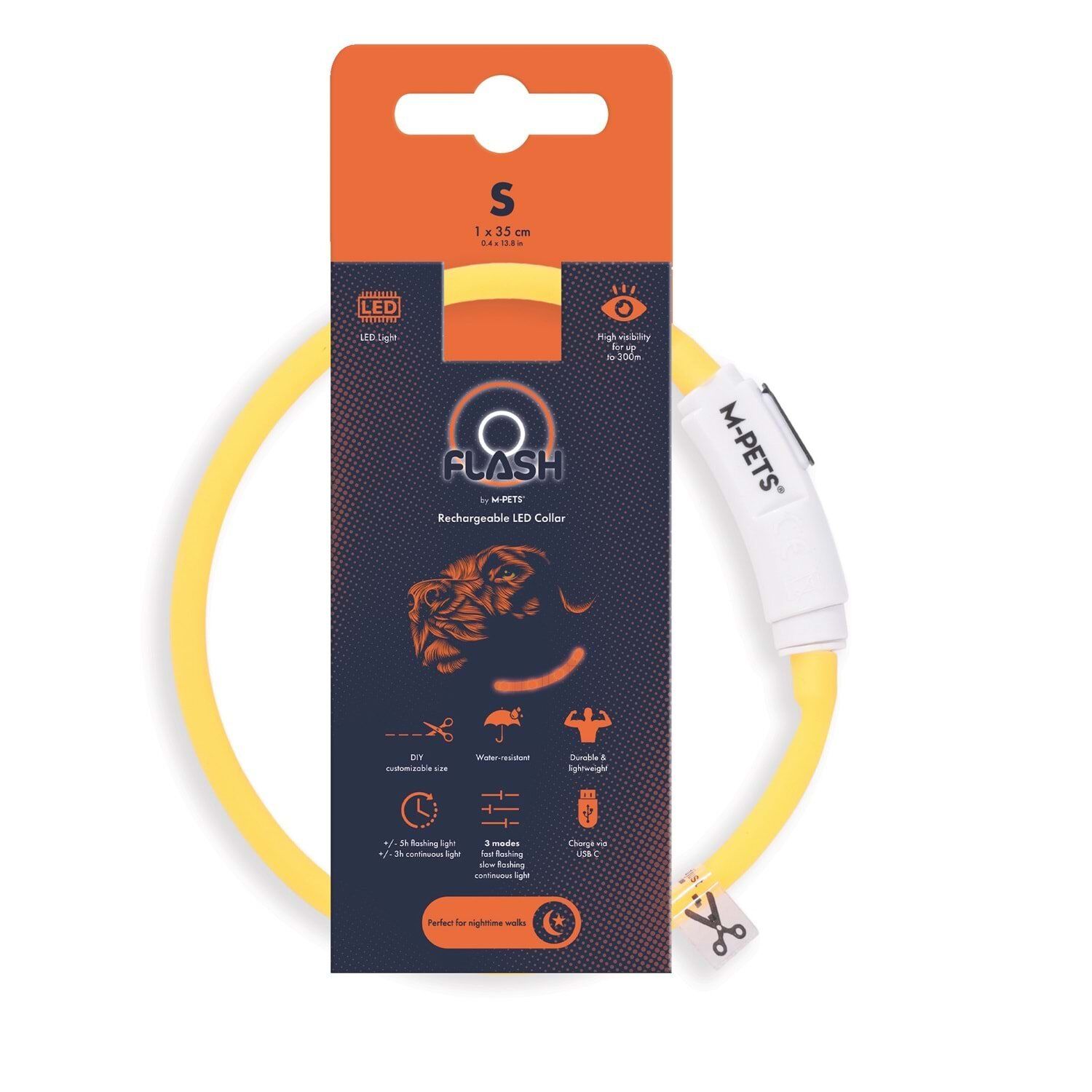 M-PETS FLASH LED BOYUN TASMA ORANGE (L)