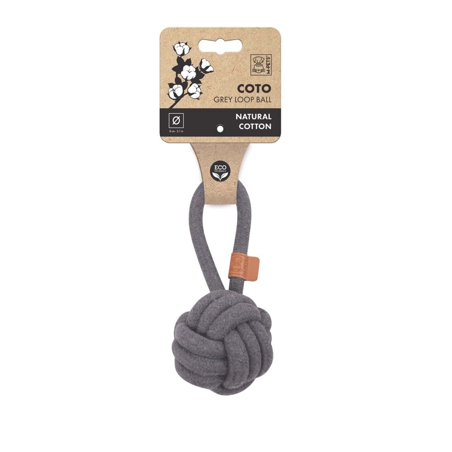 M-PETS COTO GREY LOOP BALL 8CM ÇEKMELİ ÖRGÜ TOP OYUNCAK