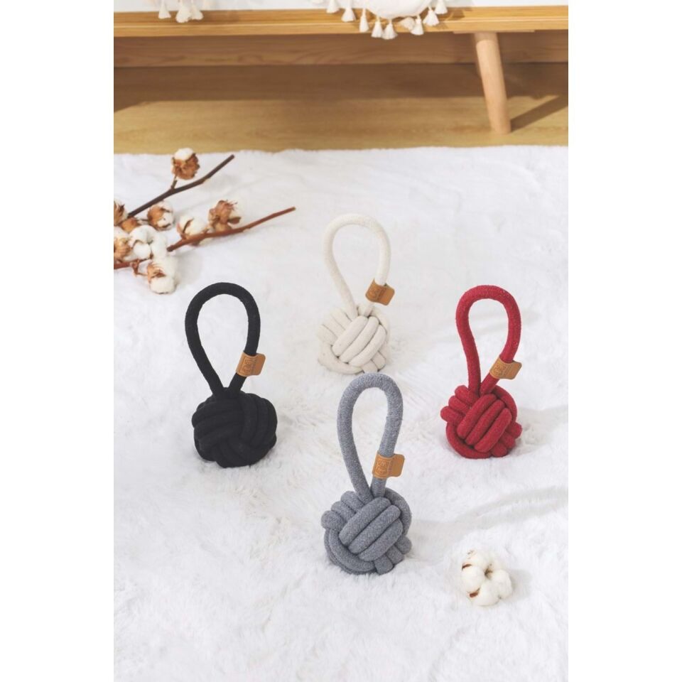 M-PETS COTO GREY LOOP BALL 8CM ÇEKMELİ ÖRGÜ TOP OYUNCAK
