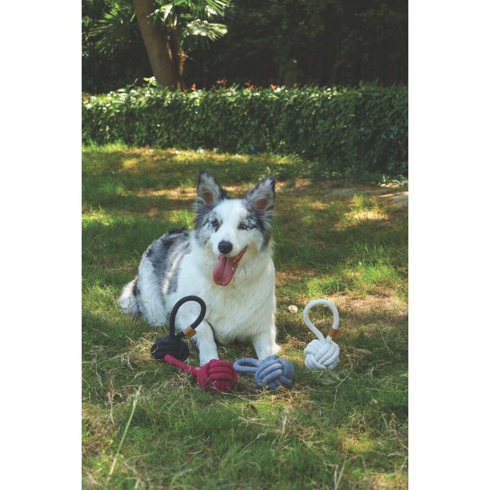 M-PETS COTO GREY LOOP BALL 8CM ÇEKMELİ ÖRGÜ TOP OYUNCAK