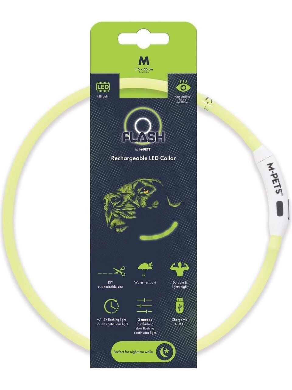 M-PETS FLASH LED BOYUN TASMA GREEN (M)