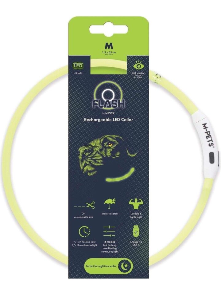 M-PETS FLASH LED BOYUN TASMA GREEN (M)
