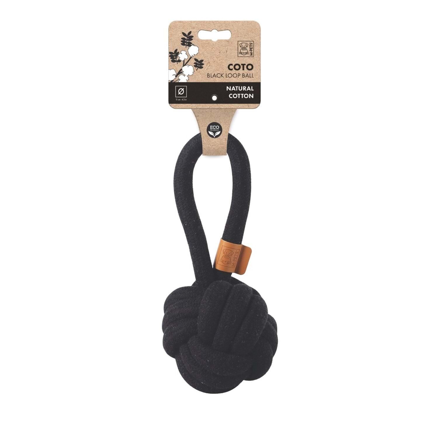 M-PETS COTO BLACK LOOP BALL 11CM ÇEKMELİ ÖRGÜ TOP OYUNCAK