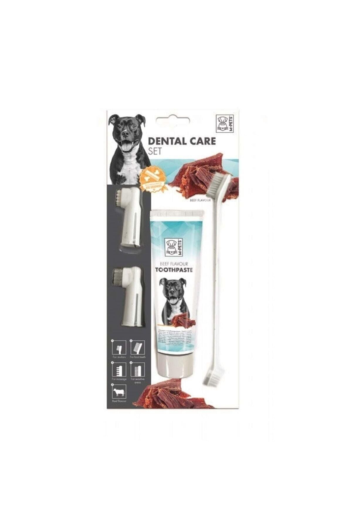 M-PETS KÖPEKLER İÇİN BİFTEKLİ DİŞ MACUNU+FIRÇA SETİ