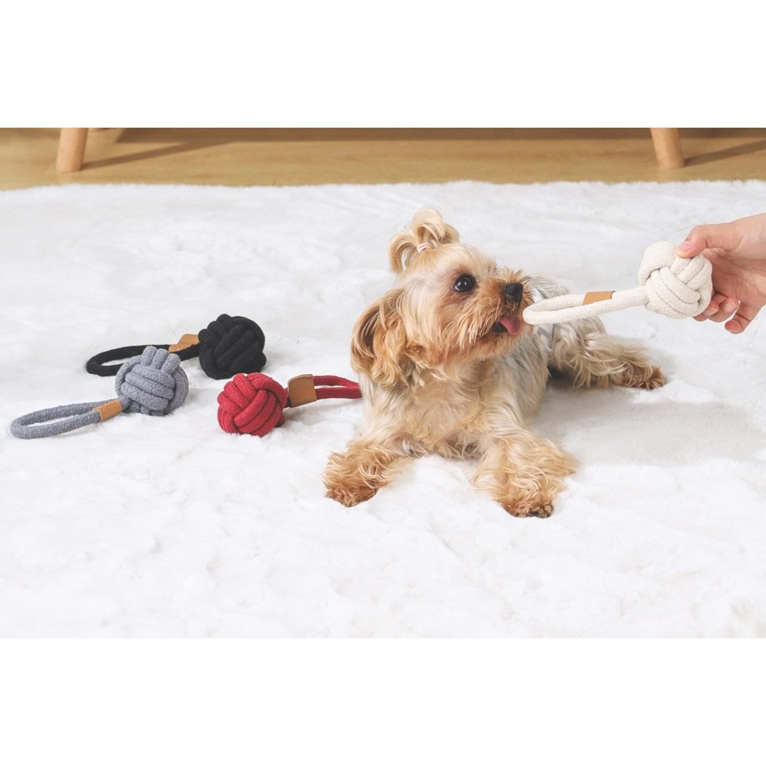 M-PETS COTO GREY LOOP BALL 6,5CM ÇEKMELİ ÖRGÜ TOP OYUNCAK