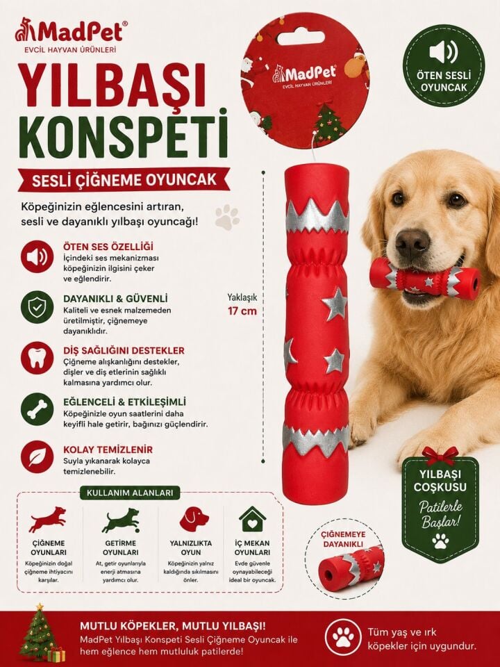 EVCİL HAYVAN YILBAŞI KONSPETİ SESLİ ÇİĞNEME OYUNCAK
