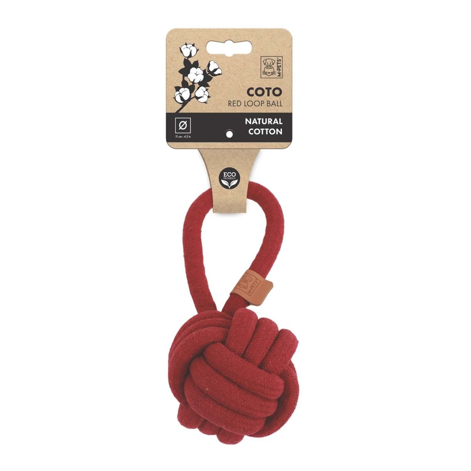 M-PETS COTO RED LOOP BALL 11CM ÇEKMELİ ÖRGÜ TOP OYUNCAK