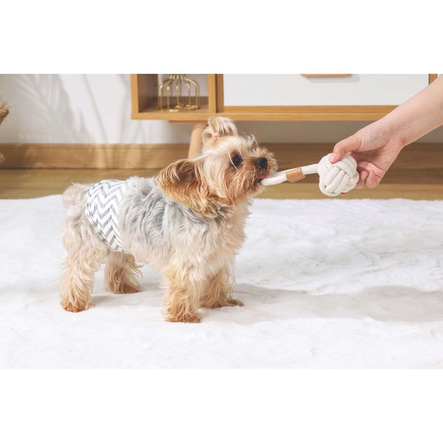 M-PETS COTO WHITE LOOP BALL 6,5CM ÇEKMELİ ÖRGÜ TOP OYUNCAK