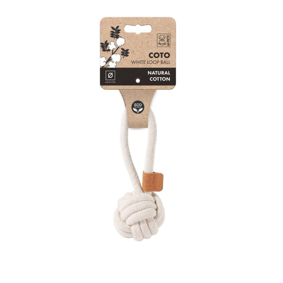 M-PETS COTO WHITE LOOP BALL 6,5CM ÇEKMELİ ÖRGÜ TOP OYUNCAK