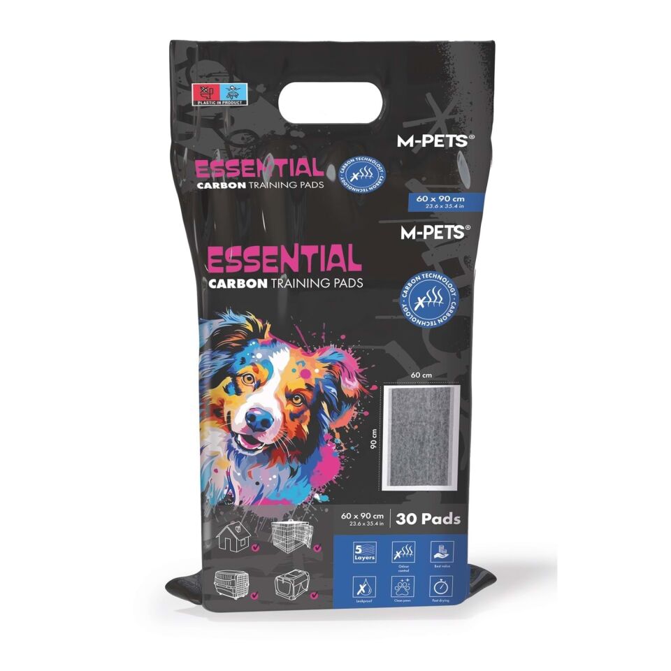 M-PETS ESSENTIAL CARBONLU YAPIŞKANLI ÇİŞ PEDİ 60X90CM 30LU